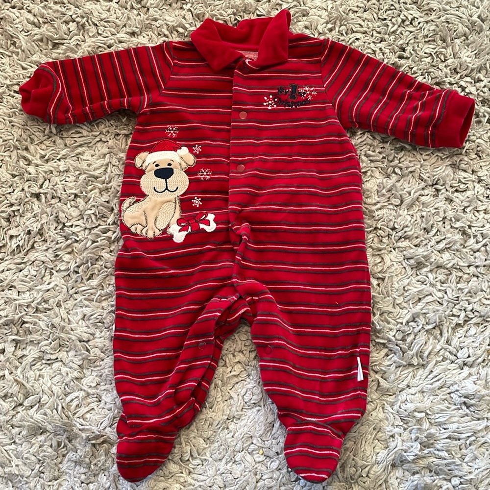 First Moments Velour My First Christmas Footie Romper, Size 0-3 Months